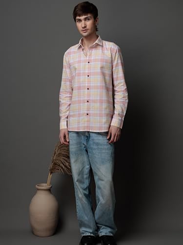 Image of NoseQueen Men's Checked Cotton Shirt | Full Sleeve Regular Fit Casual Shirt for Men | Soft Breathable Checkered Shirt