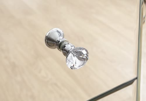 GFW Furniture Mirrored 2, 3, 4 or 5 Clear Glass Slim Chest of Drawers - Diamante Handles