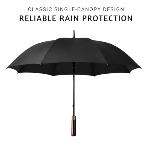 Image of ginoya brothers 3-Fold Folding Travel Umbrella with Wooden Handle Automatic Open & Close UV Protection Umbrella for Men & Women Compact Windproof Sun & Rain Protection