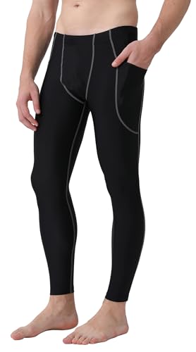 Leggings de Surf UPF 50+ para Hombre, Pantalones de natación con protección Solar, Negro/Gris, Small