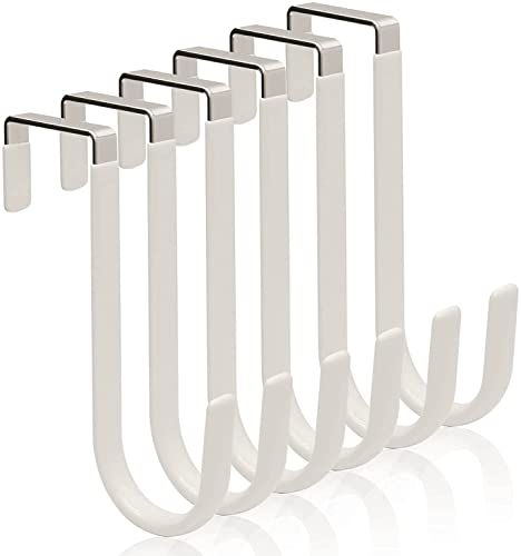 Baoswi Paquete de 6 ganchos para colgar sobre la puerta, superficie de goma suave que evita arañazos, ganchos blancos para colgar ropa, toallas, zapatos, bolsos, sombreros Cover