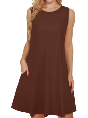 Image of elescat Women's Summer Dresses Casual Sleeveless Loose Sundress with Pocket