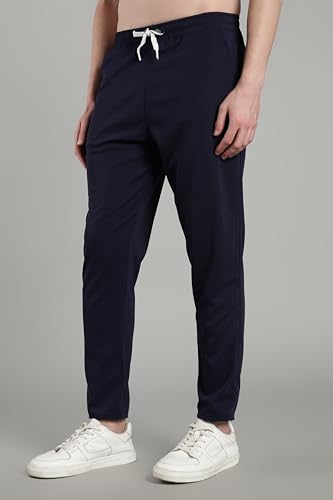 Image of SWADESI STUFF Men's Cotton Blend Track Pants, Black, Comfort Fit with Drawstring, Side Pockets for Regular Wear, Sports, Joggers