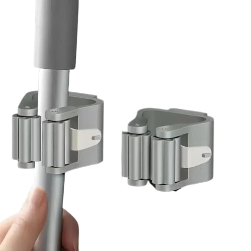 Mop Broom Holder, Wall Mount Broom Clips Holder, Self Adhesive Mop Organizer for Kitchen, Bathroom, Closet, Garden, Garage, Heavy Duty Mop & Broom Organizer, Plastic Waterproof Holder (2Pcs)-image-30