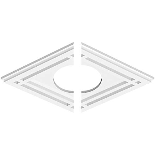 Image of Ekena Millwork CMP18X12DD2-05000 Diamond Architectural Grade PVC Contemporary, Two Piece Urethane Ceiling Medallions 18 inchW x 12 inchH x 5 inchID x 6 1 /4 inchC x 1 inchP