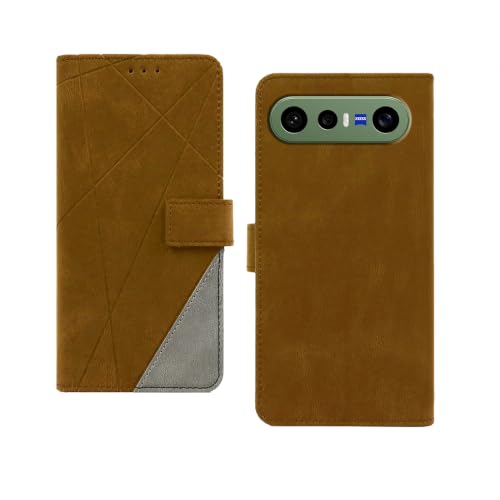 Image of amazon basics Vivo X300FE 5G Flip Cover | Card Pockets Wallet & Stand | Flip Cover for Vivo X300FE 5G (Brown with Grey)