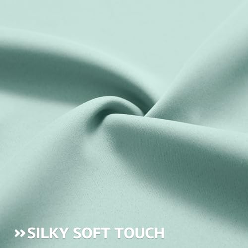 Image of COSVIYA Grommet Room Darkening Aqua Curtains 63 inch Length for Bedroom | Light Blocking Insulated Thermal Curtains for Living Room, Blackout Thick Polyester Window Drapes,38x63 inches, 2 Panels