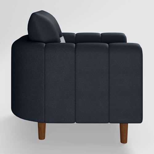 Image of GODREJ INTERIO Sofa Smuff V2 1 Seater Fabric Sofa for Living Room, 3-Years Warranty, Solid Wood, Blue and Grey