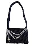 Bolsa de Crochê Penélope Heart Chain (Preto)