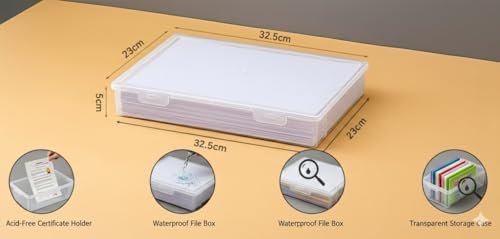 Image of Klick n shop A4 Clear File Storage Box, Transparent Plastic Document Organizer with Latching Lid, Stackable Paper Holder for Office, School and Home (Pack of 1)