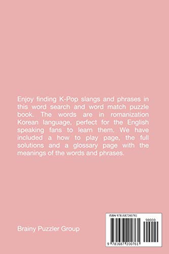 K-POP Slangs & Phrases: Word And Match Search Puzzle Activity Game Book In Korean And English Language Hand Love Sign Pink Theme Design Soft Cover image 4