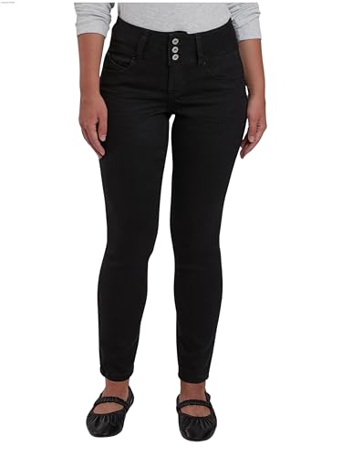 Royalty for Me Petite Wannabettabutt Butt Hugging 3 Button Recycled Fiber Ankle Jeans for Women (Black,16P)