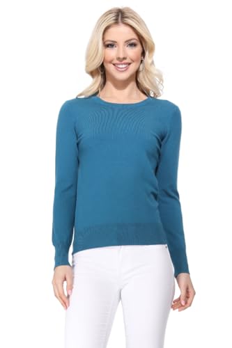 Image of YEMAK Women's Knit Sweater Pullover - Long Sleeve Crewneck Basic Classic Casual Knitted Soft Lightweight T-Shirt Top