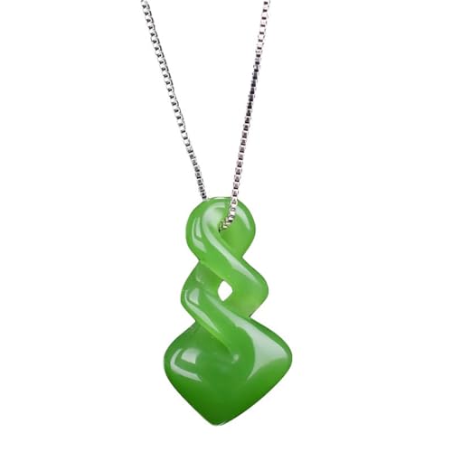 Jade Vert Feng Shui Collier pour Femme en Argent et Jaspe Yoga