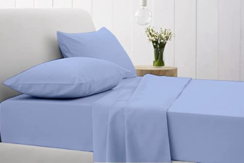 Emperor Size Sheet Set (4 Pcs)- Sheets And Pillowcases Egyptian Cotton Quality Bed Sheets- Extra Long-Staple Cotton Fits Mattresses 18-21" Deep Pockets Light Blue Solid Sheets #TOP1