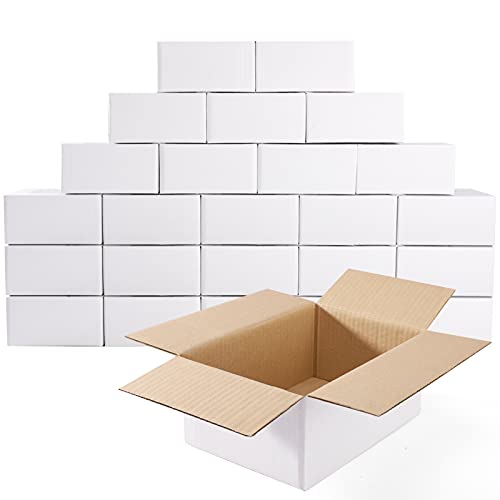 MESHA White Corrugated Mailing Box 9X6X4 Shipping Boxes Cardboard For Small Business Packaging Mailer 25PACK