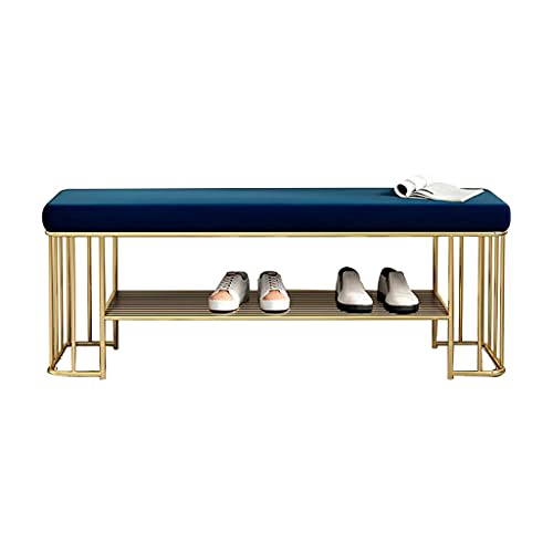 Tabouret à langer pour chaussures en tissu rectangulaire avec grand coffre de rangement