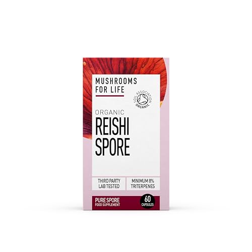 Organic Reishi Spores Supplement - Mushroom Superfood Supplement - Reishi Mushroom Complex - Pure Grade Extracts, No Binders (60 Caps)