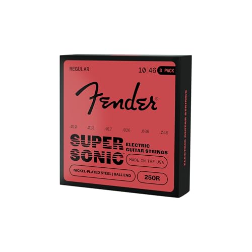 Image of Fender Super 250 Nickel-Plated Steel Electric Guitar Strings, Regular Gauge .010-.046, 3-Pack, Model 250R, Model 0730250310