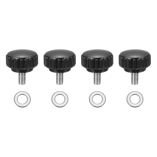 Image of sourcing map 4Pcs Knurled Clamping Knobs, M5 x 10mm Metric 304 Stainless Steel Male Thread Thumb Screws 22mm Width Knurled Handle Bolts Grip with Washers for Machine Umbrella Base Replacement