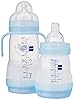 MAM Biberon Set Neonato con 8 biberon anticolica Easy Start, 1 Ciuccio Original Start, 1 Beccuccio extra morbido e 1 Manico, Accessori neonati per ridurre bolle d'aria e il rischio di coliche, Verde