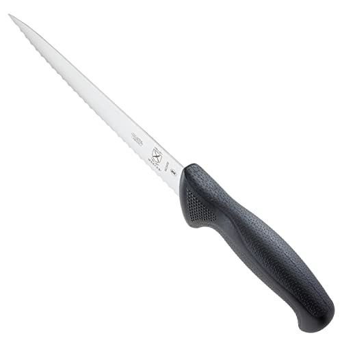 Mercer Culinary M23408 Millennia Black Handle, 8-Inch Wavy Edge, Utility Knife