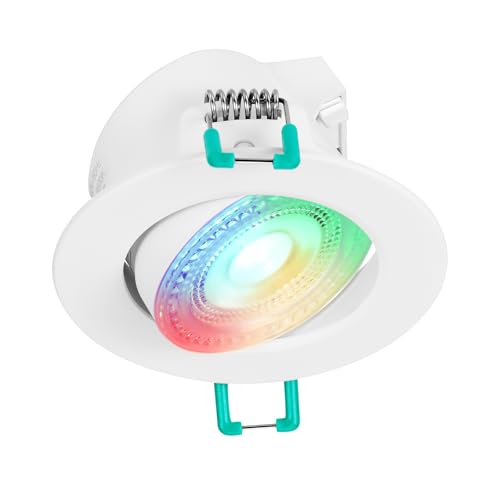 SYLVANIA Smart LED Einbaustrahler 230v | 16 Mio. Farben + Warm - Tageslichtweiß | RGB Spot dimmbar Ø 68 mm | Deckenleuchte kompatibel mit App, Alexa, Siri | Badezimmer, Wohnzimmer & mehr