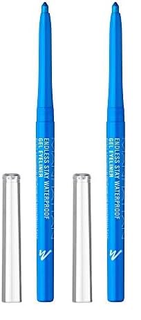 Manhattan Endless Stay Waterproof Gel Eyeliner – Hellblauer Gel Eyeliner mit Glitzer und herausdrehbarer Mine ohne Anspitzen – Farbe Aqua Sparkle 004 – 1 x 2,6g (Packung mit 2)