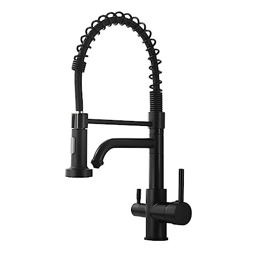 Robinet de cuisine 3 voies en laiton noir mat pour évier