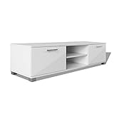 Aluminium Türgriffe vidaXL Hochglanz TV-Schrank Fernsehtisch Lowboard Sideboard Weiß 120x40,3x34,7cm