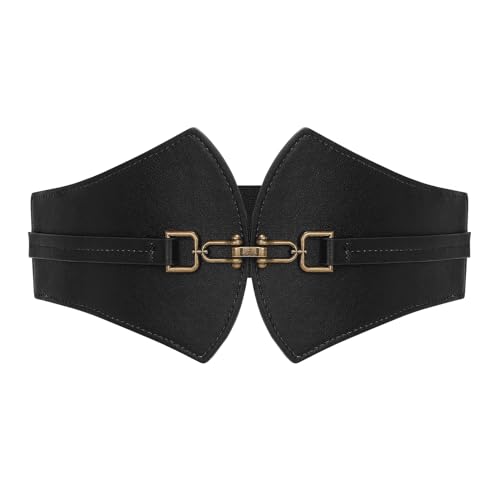 JASGOOD Women's Elastic Vintage Belt Stretch Retro Cinch Belt, Style 01-Black