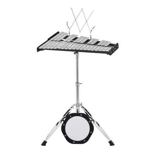 Image of VEVOR 32 Note Glockenspiel Xylophone Bell Kit, Professional Percussion Instrument Set with Mallets, Drum Sticks, Music Stand, 8 inch Practice Pad, Adjustable Stand and Carrying Bag for Students & Adults