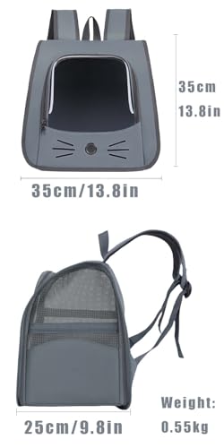 tintoke Tragbare und Faltbare Katzentasche,Atmungsaktive und Faltbare Haustier Rucksack,Katzenrucksack mit Netzfenster,Tragbare und Faltbare Katzenrucksack,Für Kleintiere wie Katzen,Hunde (Grau)