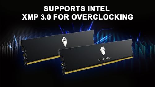 Image of ANACOMDA ANA Kingsnake DDR5 RAM 32GB (2x16GB) 6400MHz CL36 Desktop Memory, Intel XMP 3.0 Ready, AMD EXPO Support (BIOS Dependent), High-Performance Overclocking UDIMM, 288-Pin, Made in Taiwan