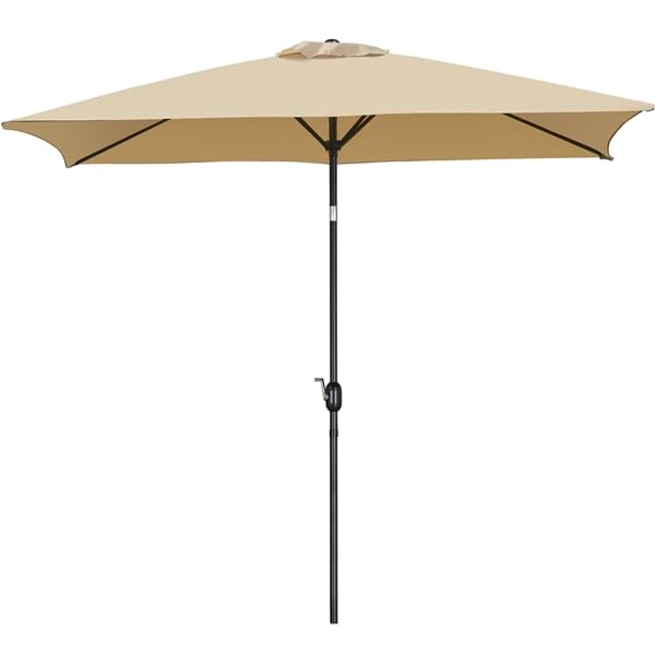 Yaheetech Parasol Rectangulaire 3 m avec Manivelle, pour Jardin/Extérieur/Marché/Plage en Aluminium avec Toile Inclinable, Parasol d'Angle pour Table Centrale