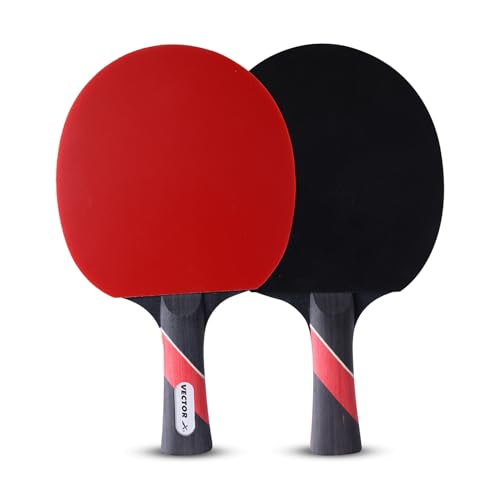 Image of Vector X Cyber Table Tennis Playset (2 Racquets + 3 Balls + 1 Net) (Ball) Table Tennis Racquet and T.T Balls Set with Table Tennis Net (Multi-Color) (Stealth Table Tennis 1 Bat /Racquet)