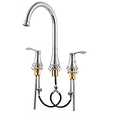 PARLOS High Arc 2-Handle Widespread Roman Tub Faucet with Valve & Faucet Supply Lines, Chrome,...