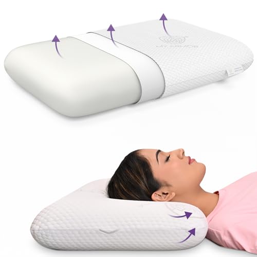 MY ARMOR Memory Foam Pillow | 2 Years Warranty |Queen Size Orthopedic Pillows for Neck Pain Relief - 4.5 Inch Thick, with Removable Washable Cover - Pack of 1
