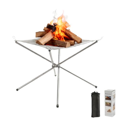 Sonsoke Poêle à feu de camping pliable en acier inoxydable - Convient pour les jardins, les campings, les plages, les barbecues et les pique-niques, avec sac de rangement, résistante à la chaleur et