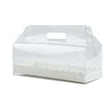 Cabilock 6pcs Transparent Cake Roll Packaging Box with Tray Swiss Roll Containers Dessert Holder (Long)