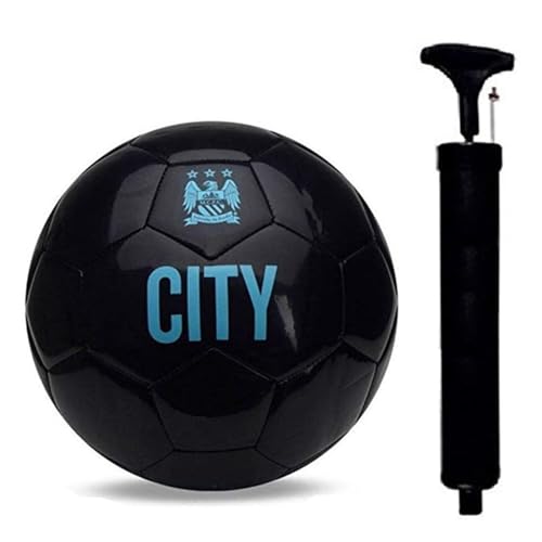 Image of JTC Professional Size 5 Soccer Ball - 32 Panel Hand-Stitched Football, Official Weight Training & Match Ball with Pump and Needle (City Black)