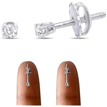 Round Lab Grown or Natural Diamond Stud IGI Certified 0.70 ct & up Popular Plus Quality Screw Back Earrings in 14k Solid Gold, 0.04 Ctw & Up