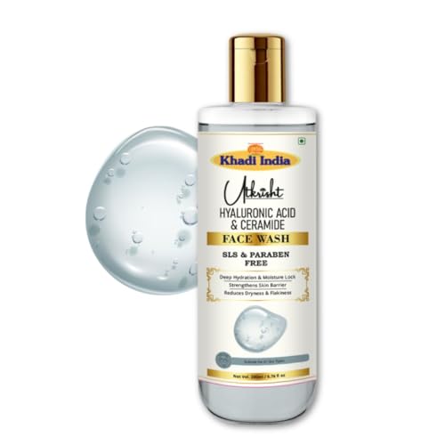 Image of Khadi Hyaluronic Acid & Ceramide Face Wash 200ml | Glowing & Hydrating | Supports Skin Renewal & Even Tone | Gentle Exfoliation | SLS & Paraben-Free | Men & Women | All Skin Types