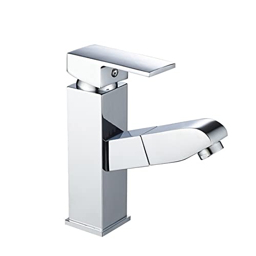 Robinet extractible monotrou pour vasque de salle de bain au design contemporain