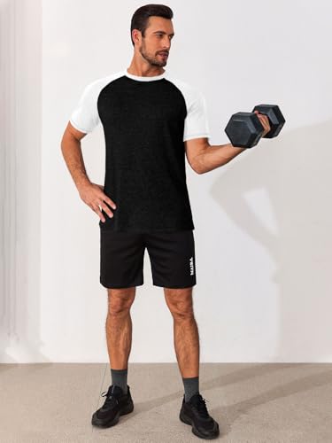 Image of Runcati Mens Casual Slim Fit T Shirts Raglan Short Sleeve Crewneck Baseball Tees Color Block Workout Fashion Shirt