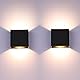Lightess 2 Stücke Wandleuchte innen LED Schwarz Wandlampe innen Alumm Up Down Wandlicht LED 6W Modern Wandlampe für Wohnzimmer, Schlafzimmer, Flur, Balkon, Treppenhaus Warmweiß 3000K