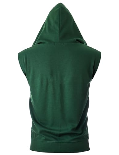 Image of Ohoo Mens Slim Fit Sleeveless Lightweight Zip Up Hooded Sweatshirt Vest Hoodie
