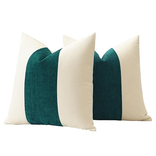 Housses de coussin 50x50 cm OTOSTAR en coton lin rayé géométrique lot de 2