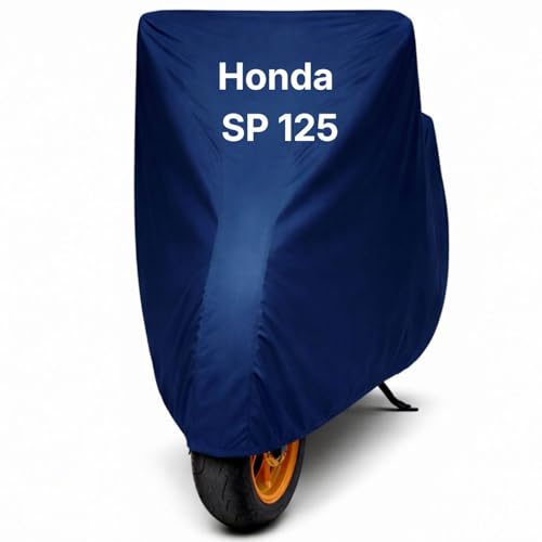 Image of Bike Body Cover for Honda SP 125 Waterproof & Dustproof Scooter Cover UV Resistant, Heat Resistant & All Weather Protection Heavy Duty Triple Stitched Two Wheeler Cover (Blue)