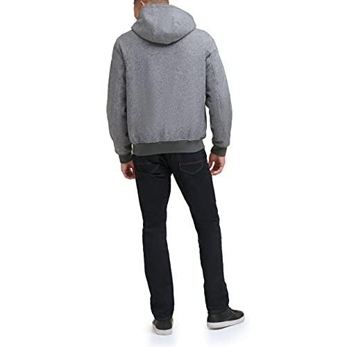 Tommy Hilfiger Men's Soft Shell Active Filled Bomber Jacket, Heather Grey Quilted Lining, Large #TOP1